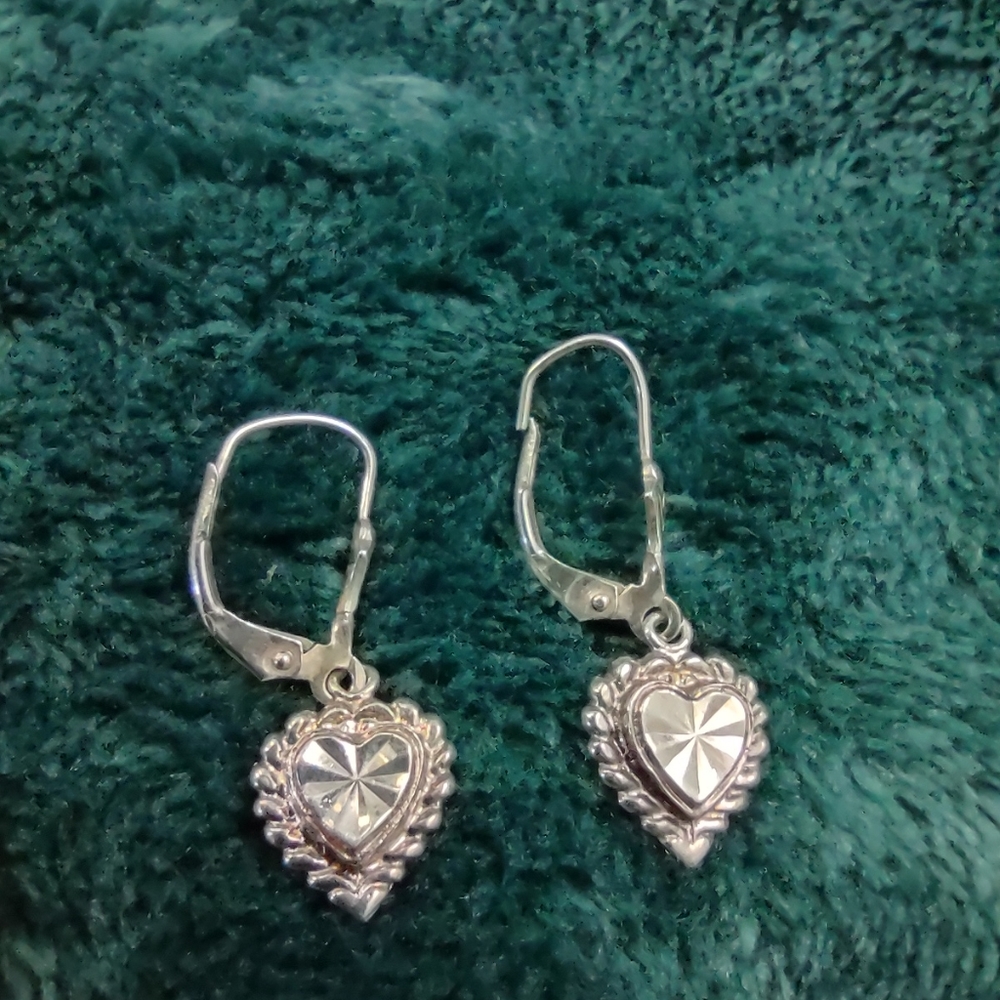 Beverly Hills Sterling Silver Heart Lever back Earrings